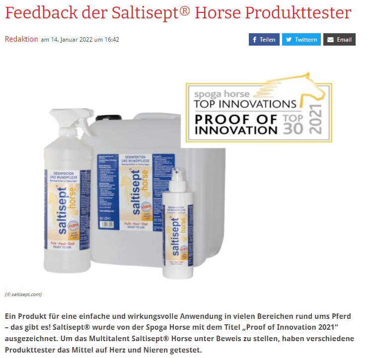 Saltisept Horse: Test durch Leser des Fachmagazins St.Georg